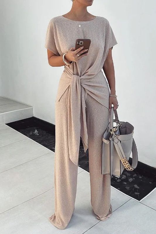 Loose Belted Pants Suit in Relaxed Fit Style