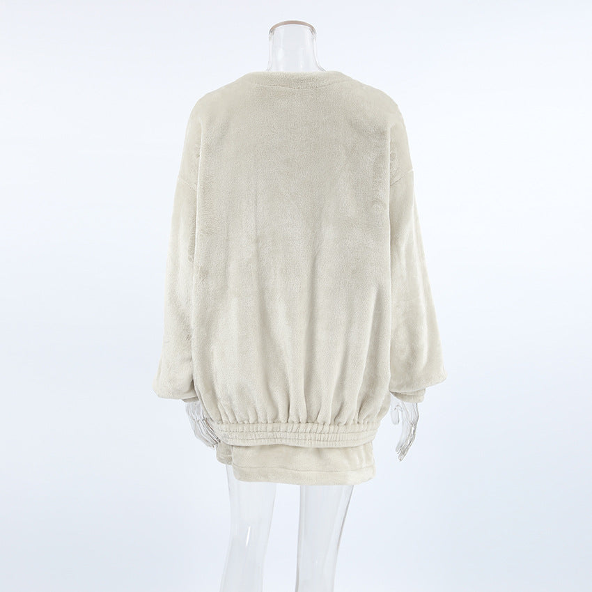 Brushed Velvet Cardigan with Long Sleeves