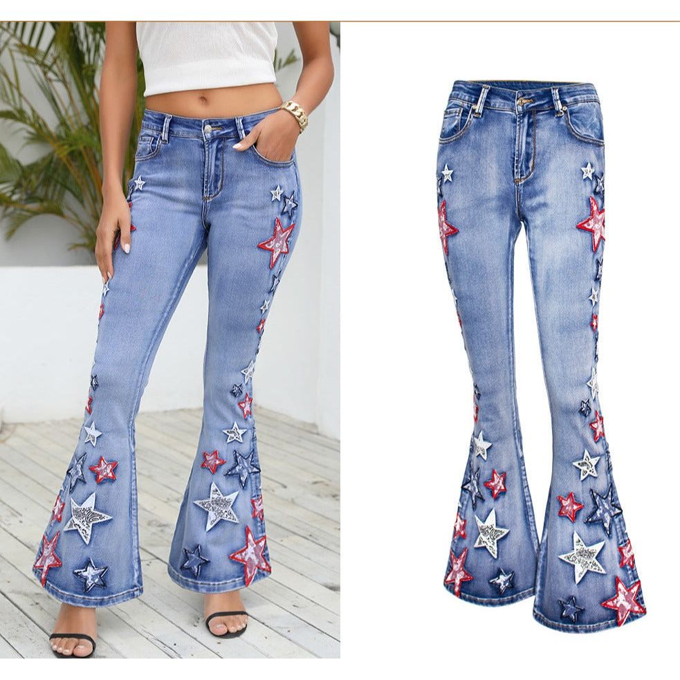 Wide-Leg Denim Bell-Bottom Pants for Effortless Style