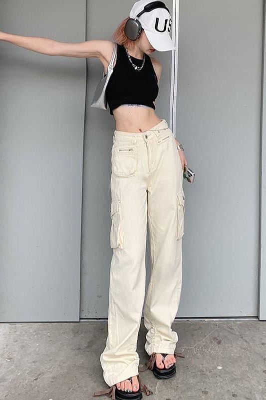 Multi Pocket Retro Cargo Pants for Casual Style