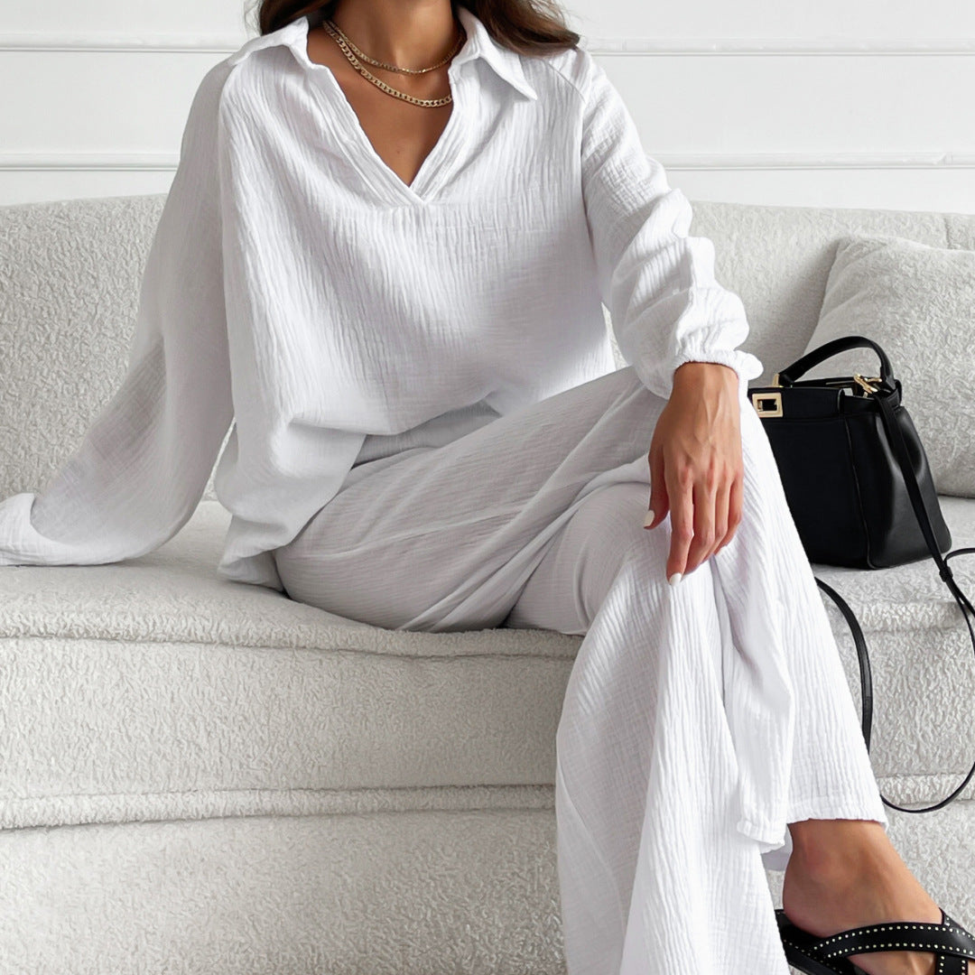 Pure Cotton Loungewear Set with Lace Details