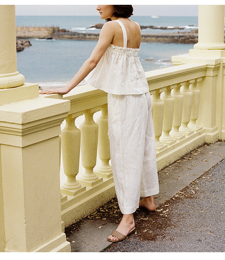 Elegant Linen Blend Crop Top