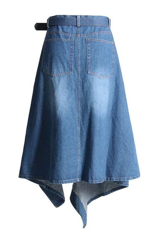 High Waist Stitching Irregular Denim Skirt