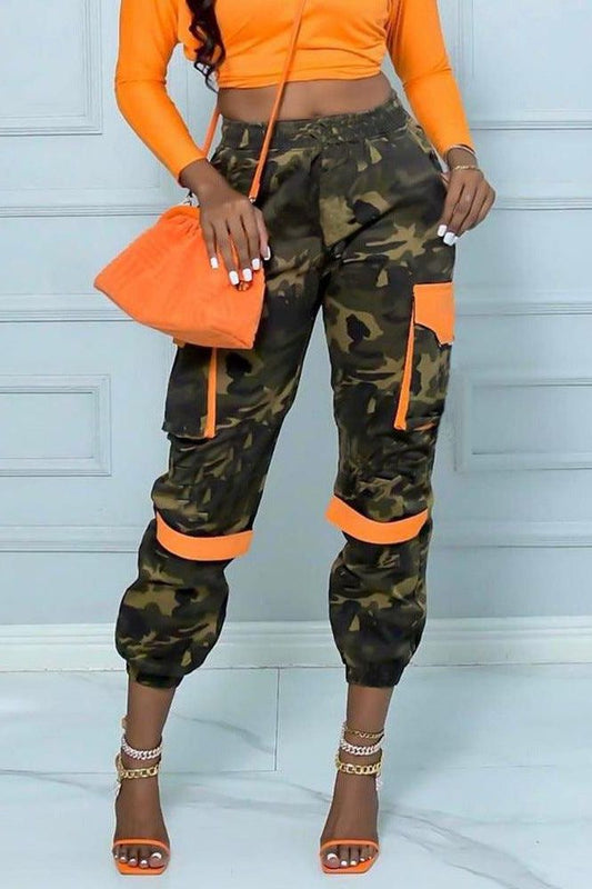 Street Trend Hit Color Pocket Camouflage Pants