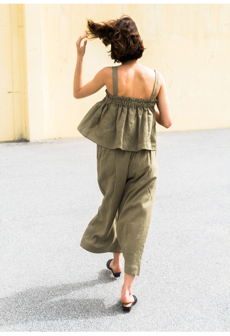 Elegant Linen Blend Crop Top