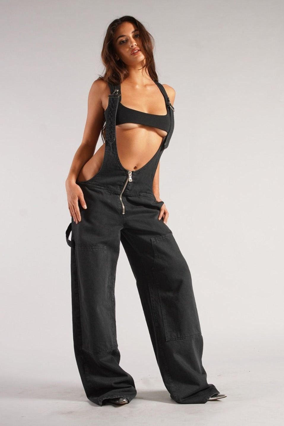 Loose Casual Pocket Wide-Leg Drape Pants