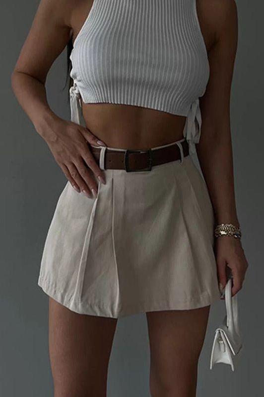 Chic Solid Color Pleated Mini Skirt for Stylish Looks