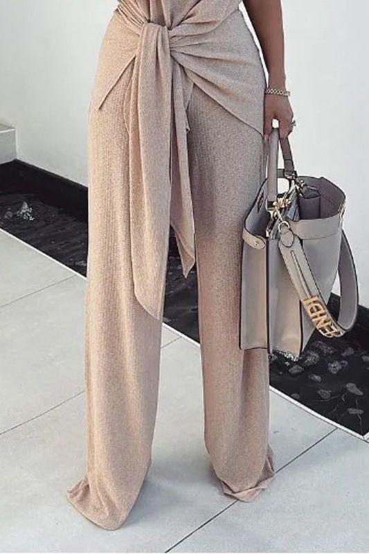 Loose Belted Pants Suit in Relaxed Fit Style