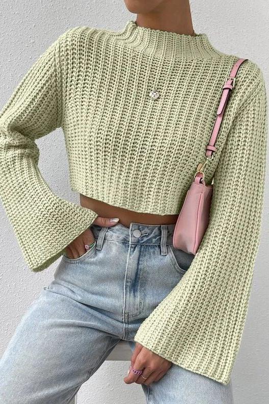 Half Turtleneck Pullover Sweater in Soft Knit Fabric