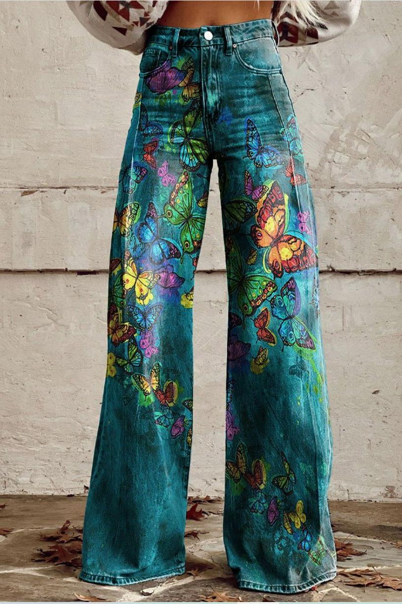 Skinny Colorful Flowered Loose Pants