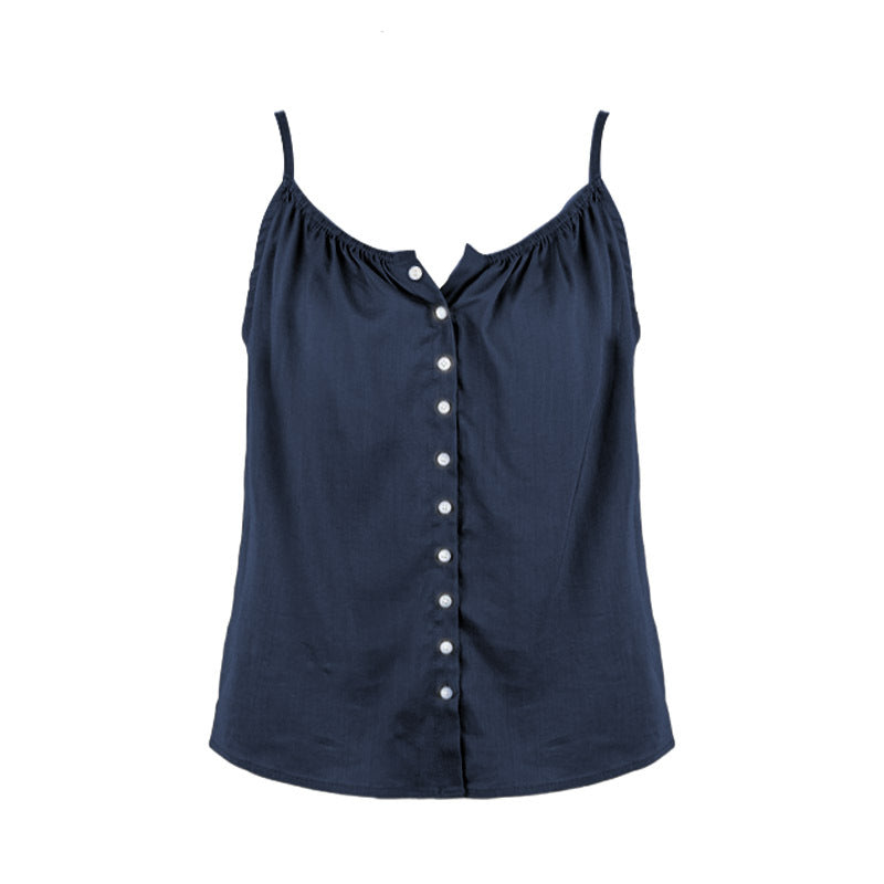 Elegant Linen Cami Top with V-Neckline