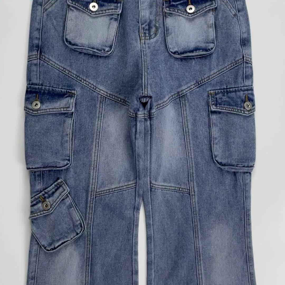 American Washed Multi-Pocket Jeans Pants