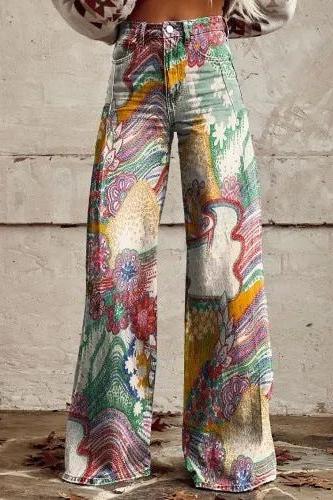 Casual Floral Wide Leg Pants for Effortless Style