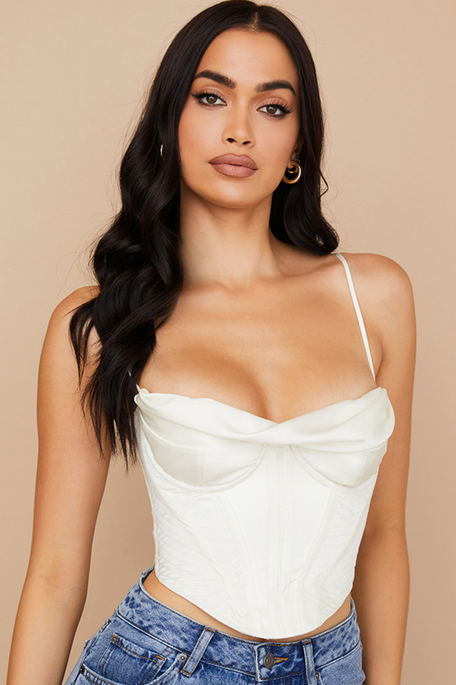 Satin Draped Corset with Adjustable Straps