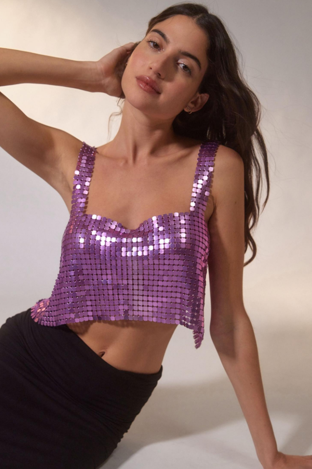 Harlow Metal Semi-Sheer Cropped Top