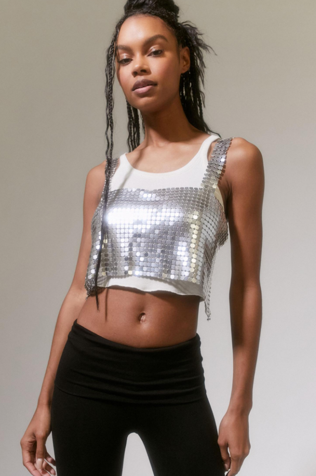 Harlow Metal Semi-Sheer Cropped Top