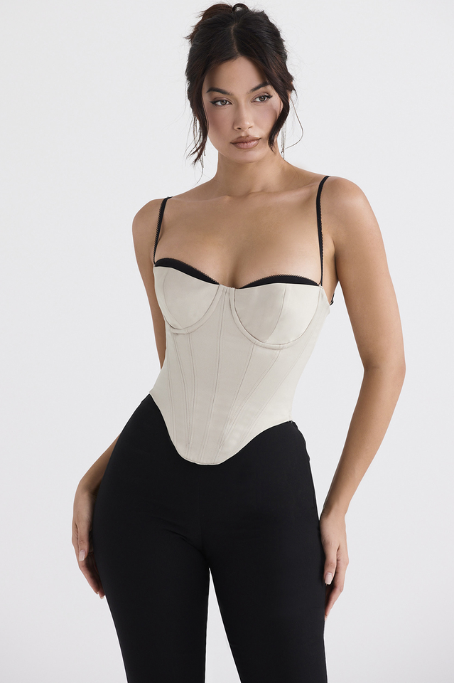 Off-White Satin Sweetheart Corset Top