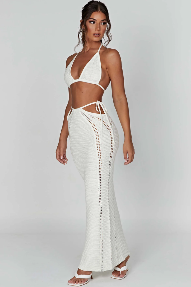 Jia Top and Maxi Skirt Set in Crochet Fabric