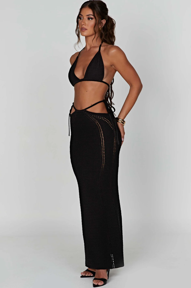 Jia Top and Maxi Skirt Set in Crochet Fabric