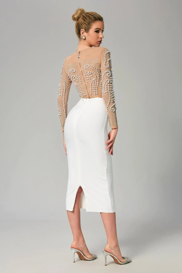 Pearl Embellished Mesh Bandage Set