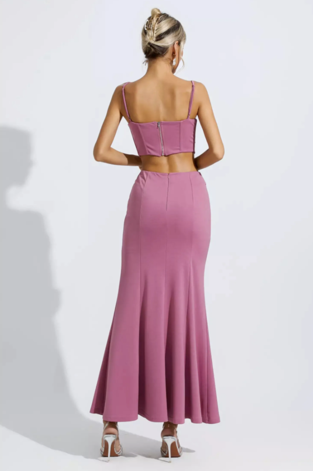 Delice Mauve Camisole Top And Flare Skirt Set