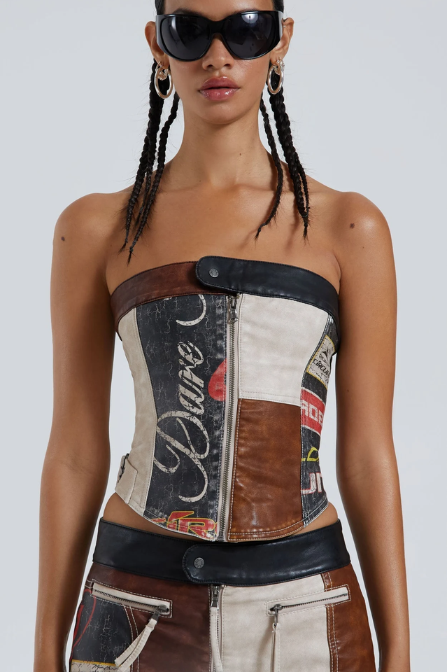 Daytona Vegan Leather Corset Top and Mini Skirt Set