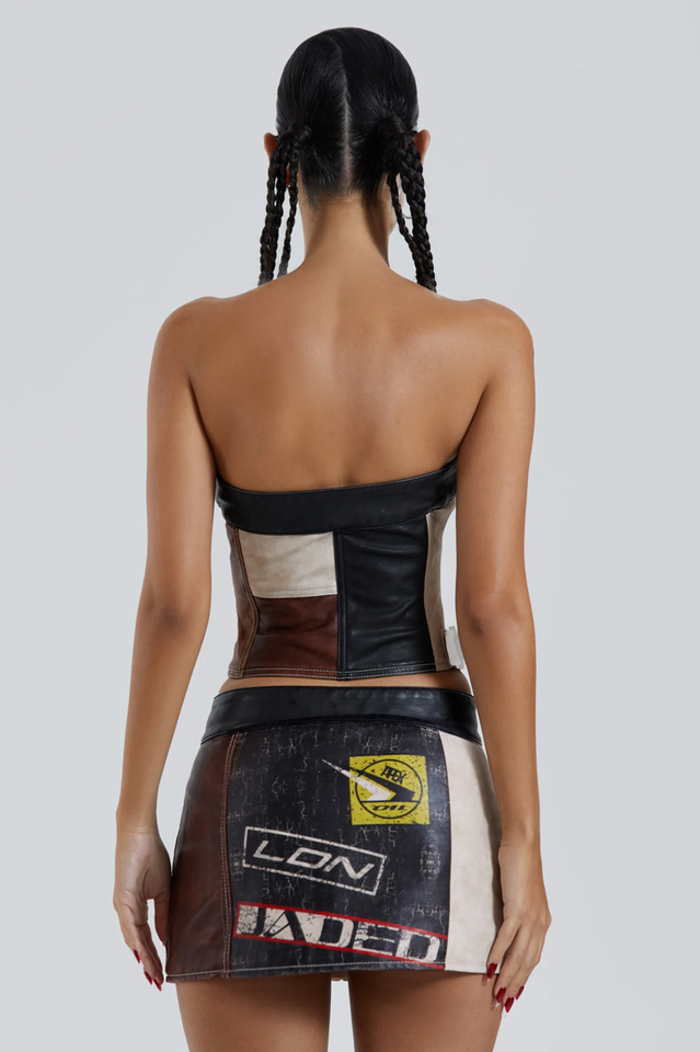 Daytona Vegan Leather Corset Top and Mini Skirt Set