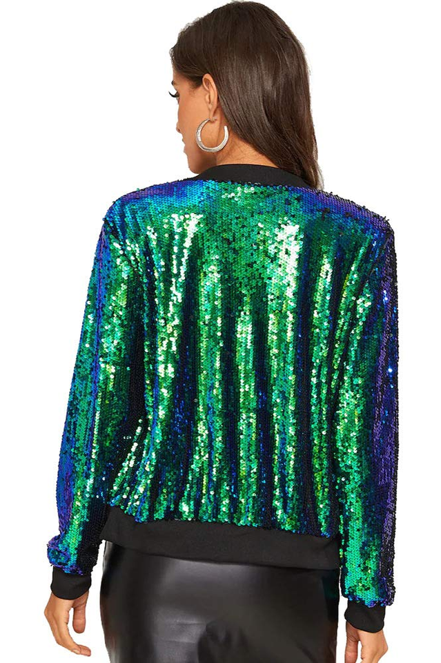 Mermaid Sequin Bomber Jacket in Sparkly Glam Style