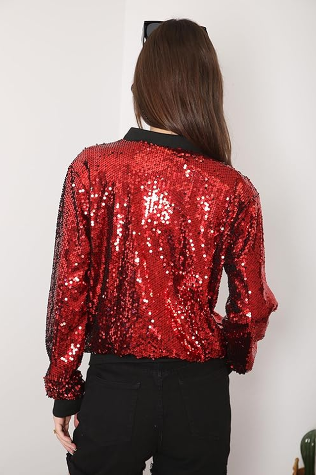 Mermaid Sequin Bomber Jacket in Sparkly Glam Style