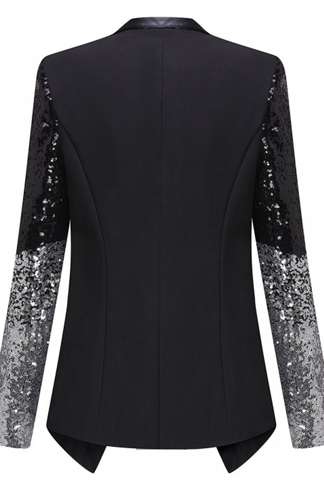 Black Blazer With Sequins Sleeve