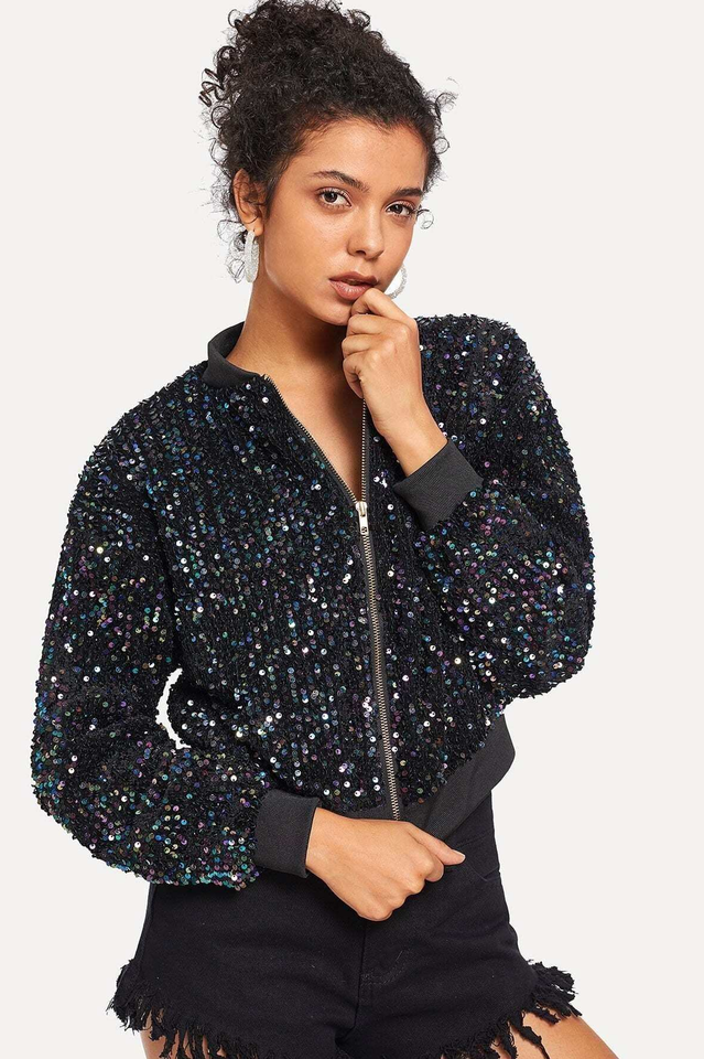 All Eyes on You Sequin Bomber Jacket