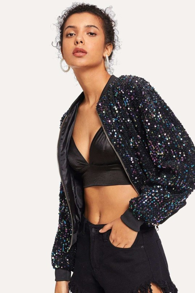 All Eyes on You Sequin Bomber Jacket