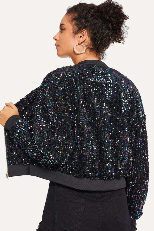 All Eyes on You Sequin Bomber Jacket