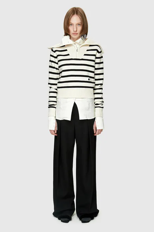 Low Classic Stripe Sailor Zip-Up Knit Top