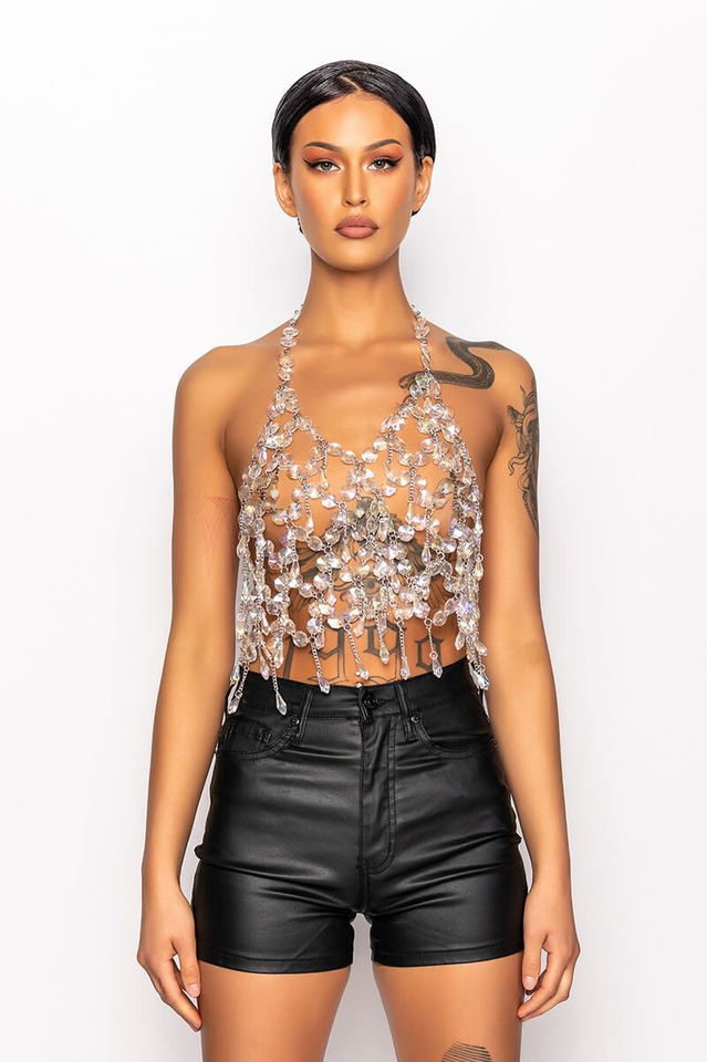 Fantasy Drop Razor Crystal Body Chain Top