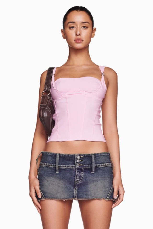 Pink Stretch Corset Top with Adjustable Straps