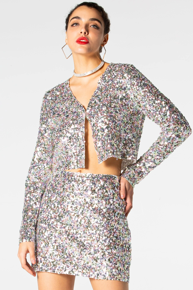 Silver Sequin Two-Piece Set