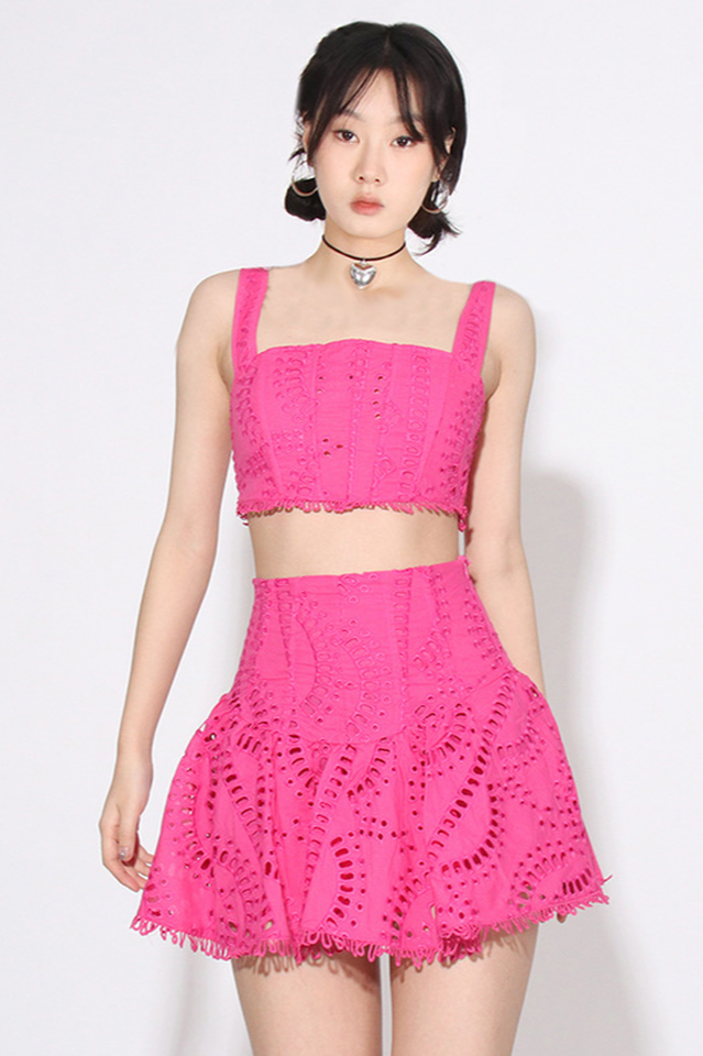 Cora Crop Top and Ruffled Mini Skirt Set