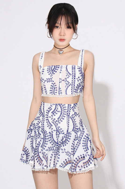 Cora Crop Top and Ruffled Mini Skirt Set