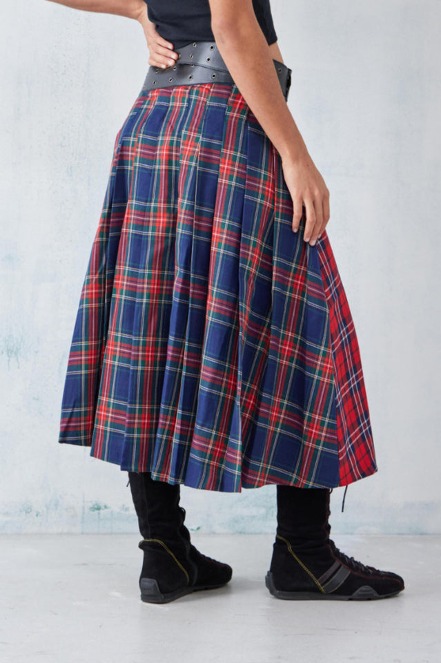 Rebel Maxi Kilt With Tartan Print And Thigh Split