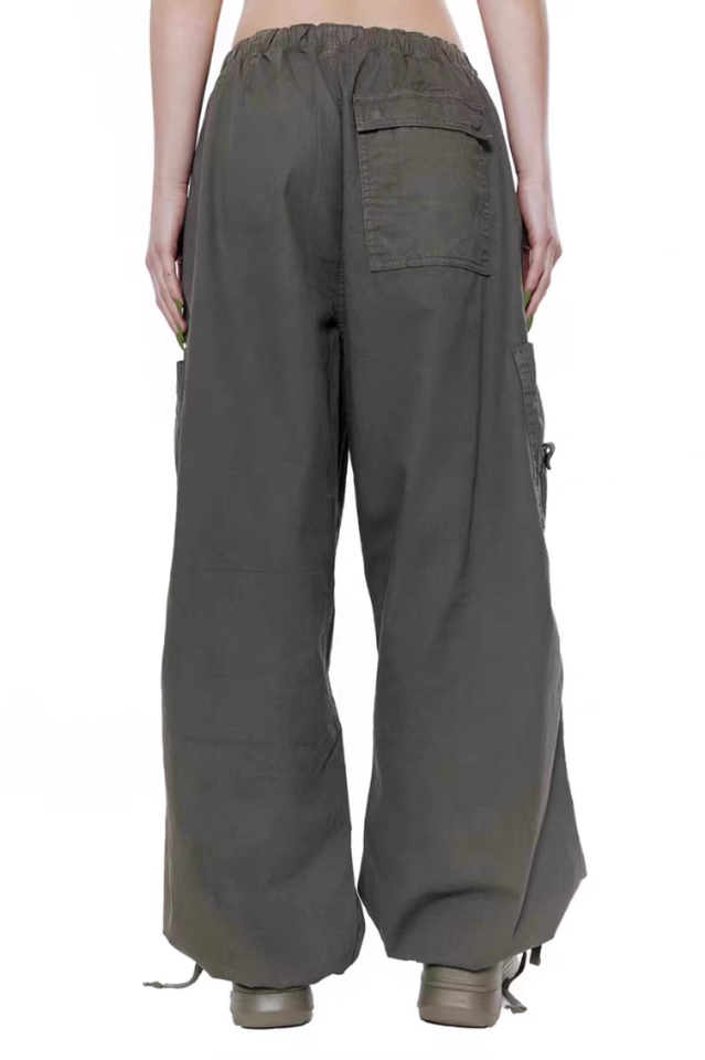 Vintage Parachute Cargo Pants with Adjustable Drawcord