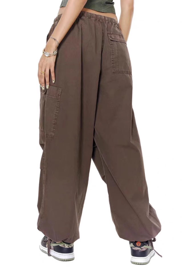 Vintage Parachute Cargo Pants with Adjustable Drawcord