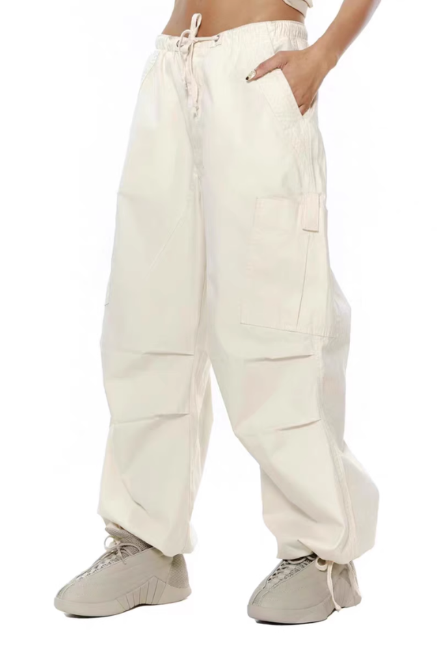 Vintage Parachute Cargo Pants with Adjustable Drawcord