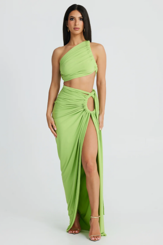 Viera Hollow Backless Split Dress Set