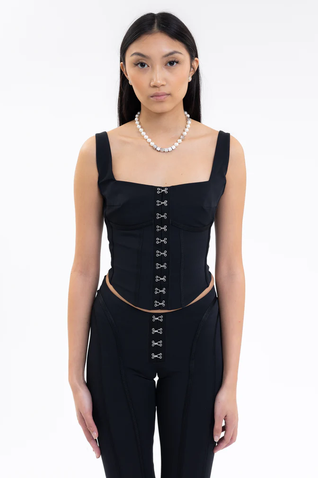 Black Corset Top with Square Neckline