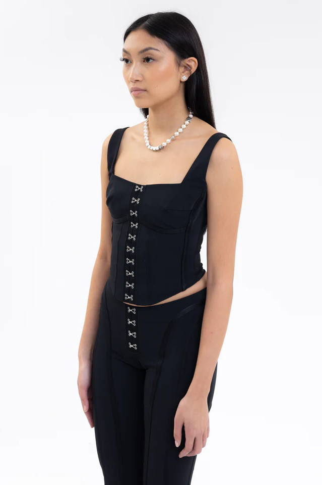 Black Corset Top with Square Neckline