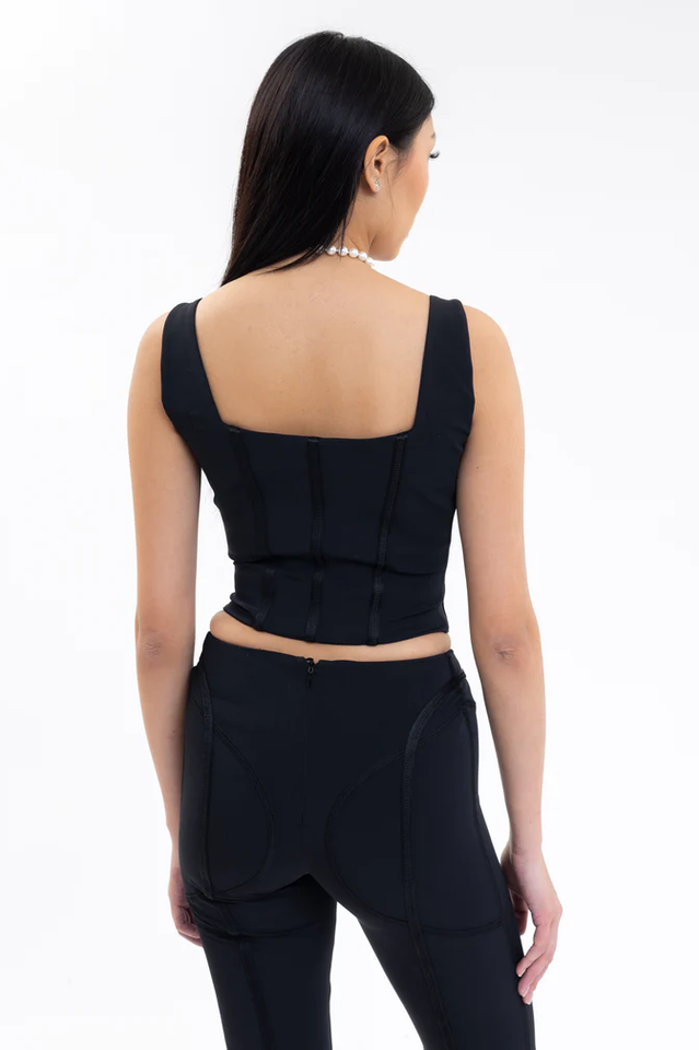 Black Corset Top with Square Neckline