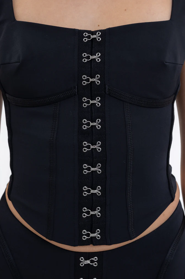 Black Corset Top with Square Neckline