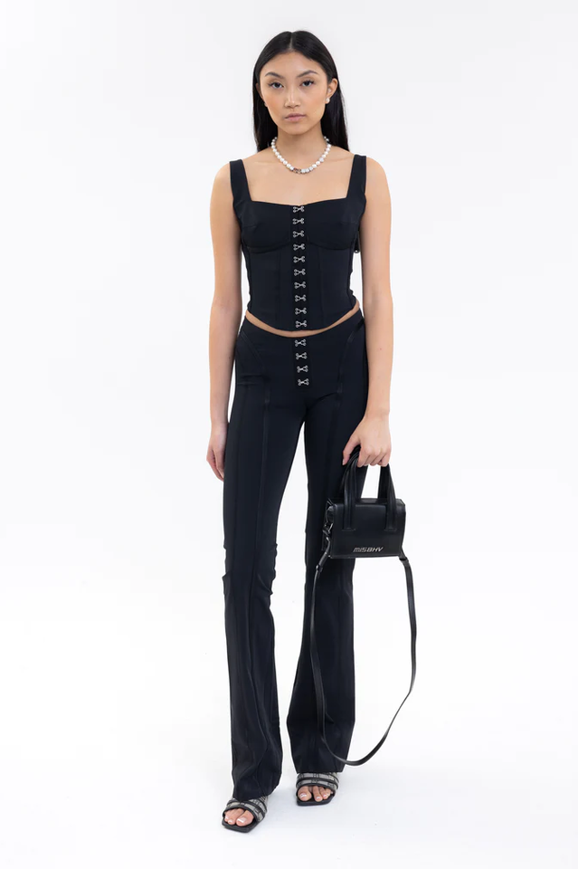 Black Corset Top with Square Neckline