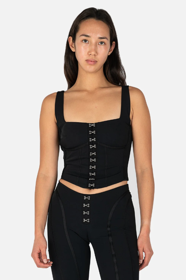 Black Corset Top with Square Neckline